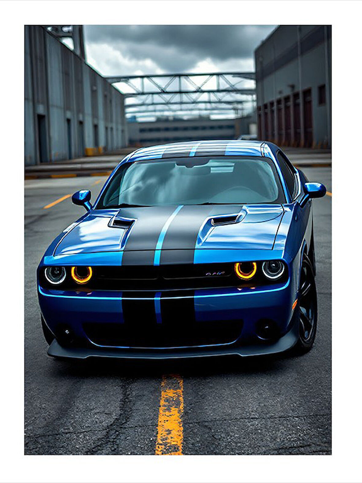 Mavi Spor Araba Art Mdf Tablo