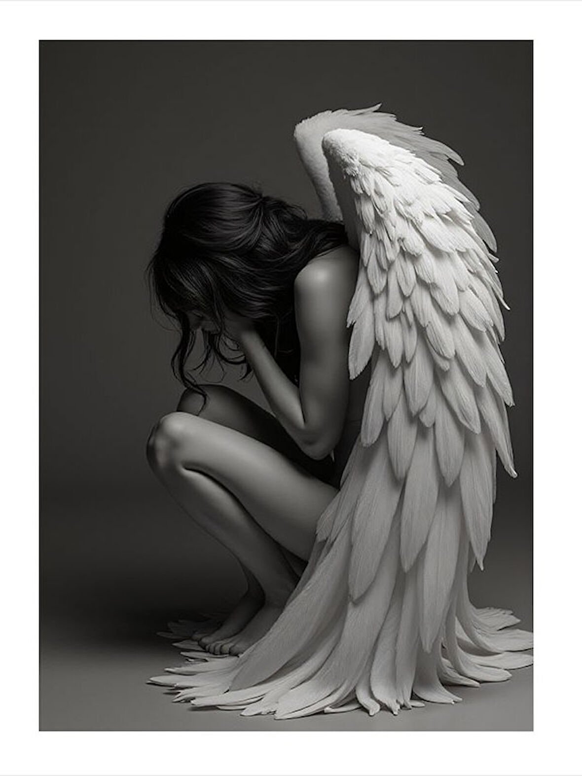 Kanatlı Melek Figürü Art Mdf Poster