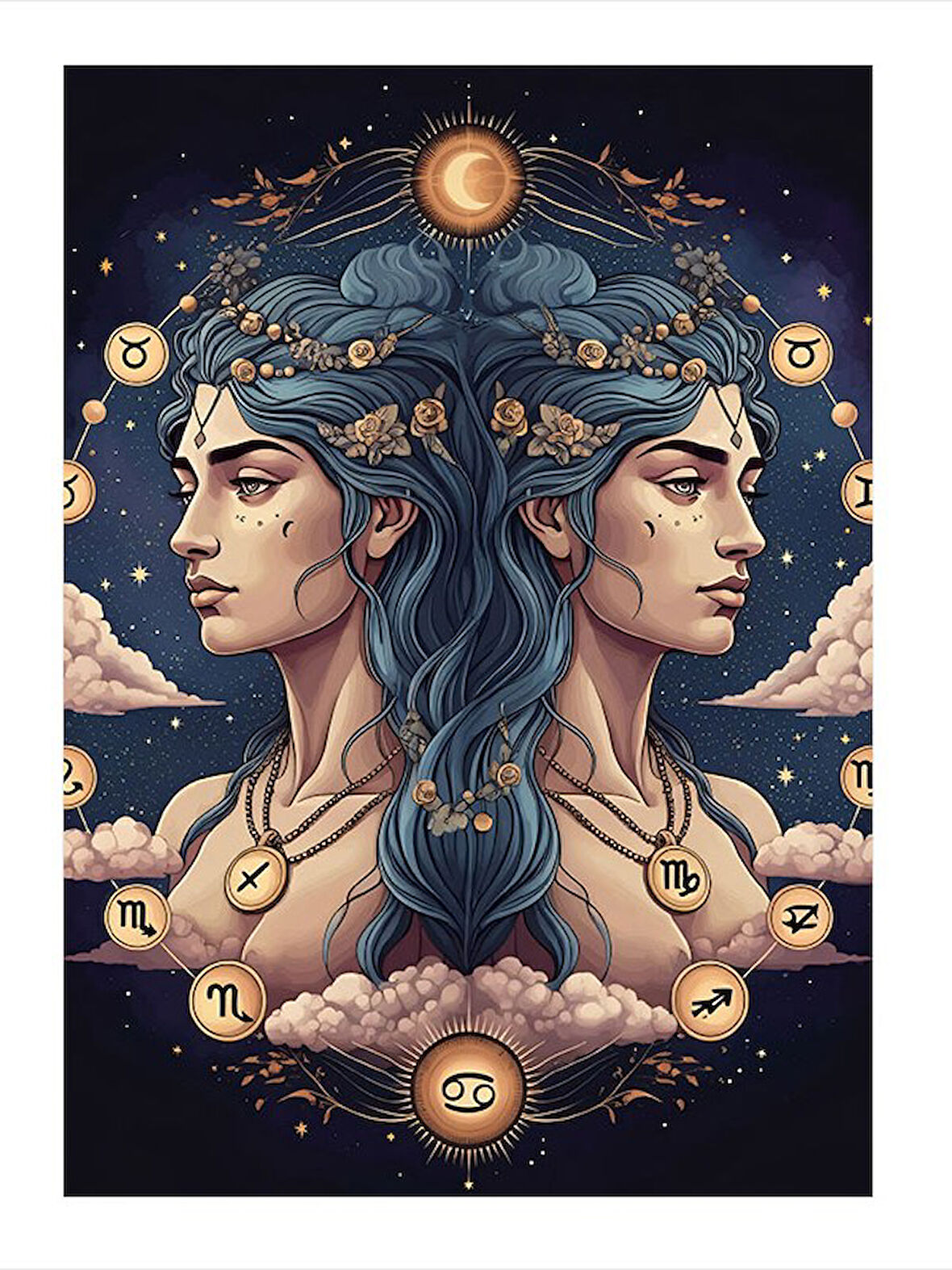 İkizler Burcu Tasviri Art Mdf Tablo