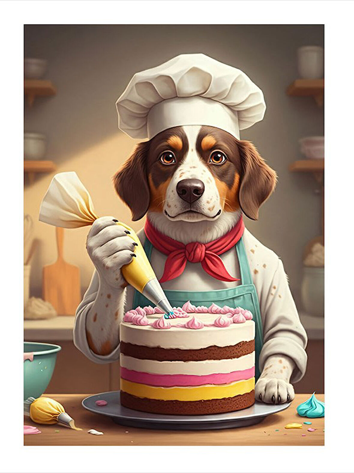 Pastacı Köpek Şef Art Mdf Poster