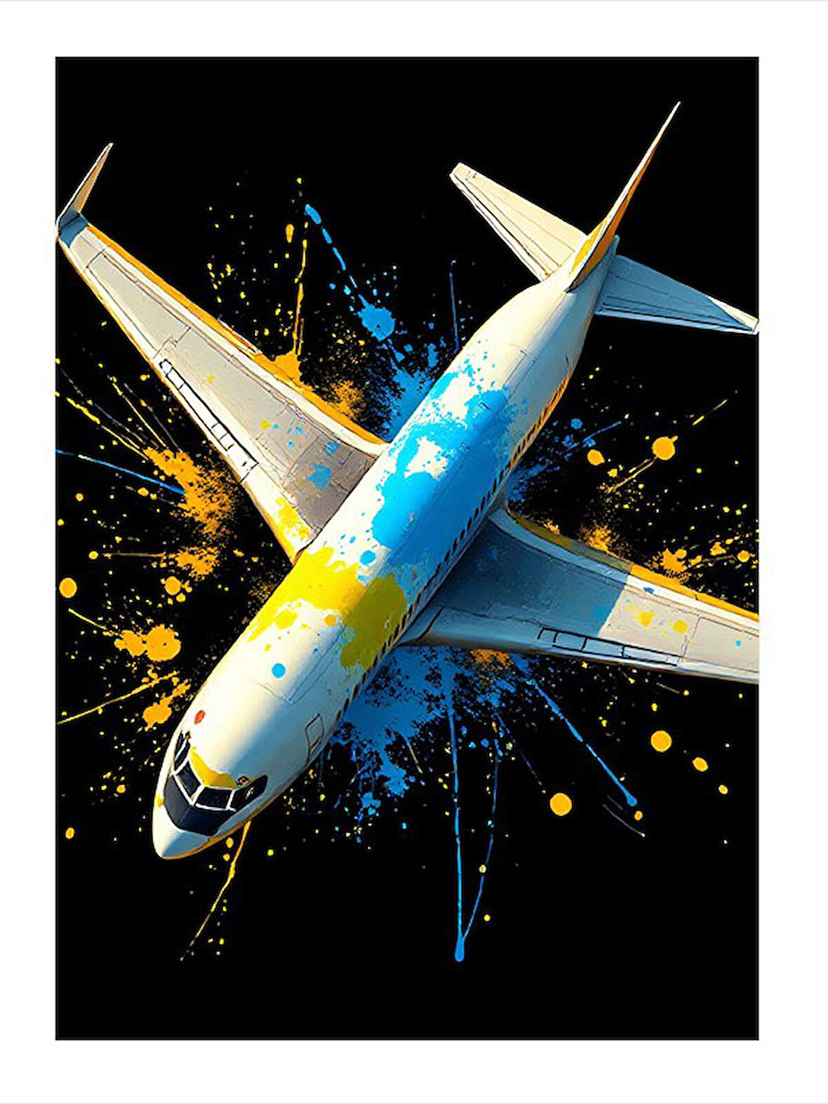 Renkli Yolcu Uçağı Art Mdf Tablo