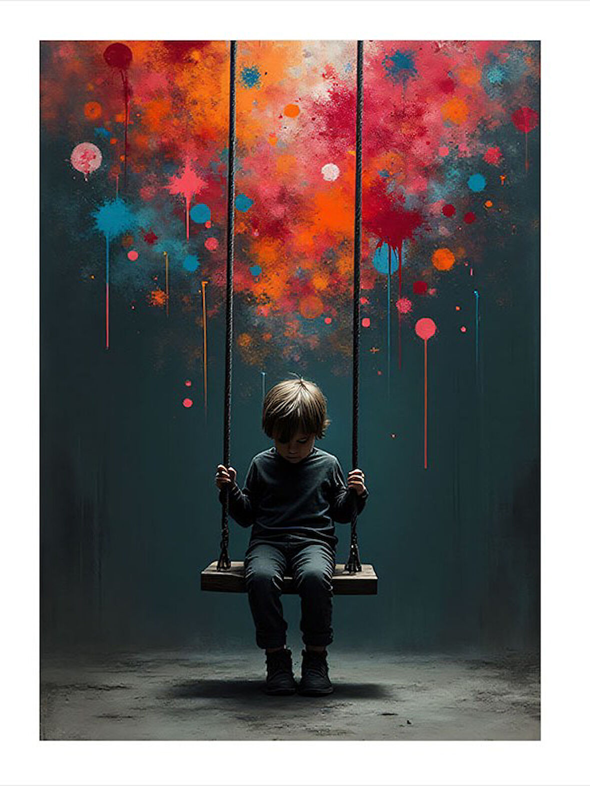 Salıncakta Yalnız Çocuk Hediyelik Mdf Tablo