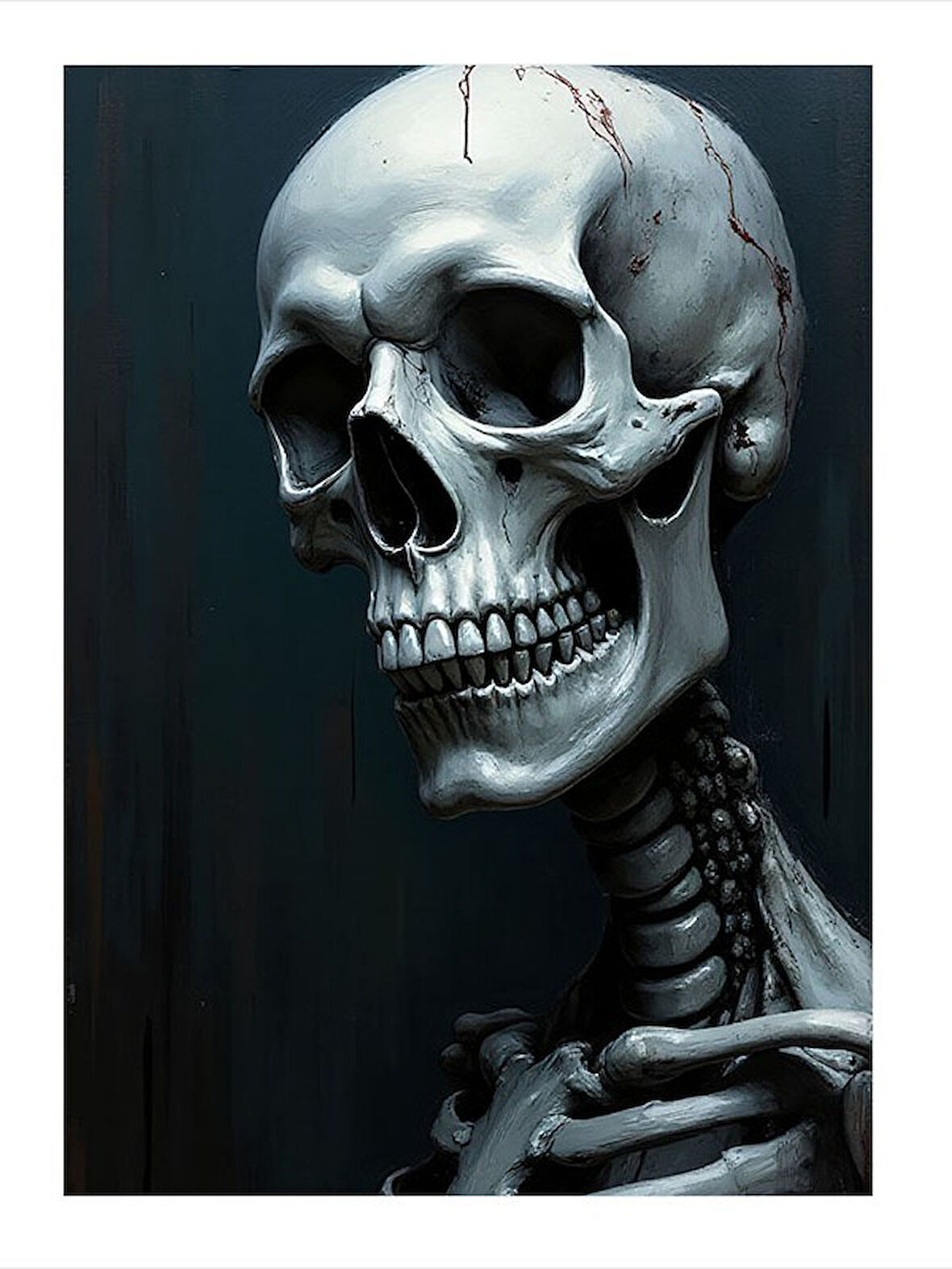 Kafatası Ve Karanlık Art Mdf Tablo