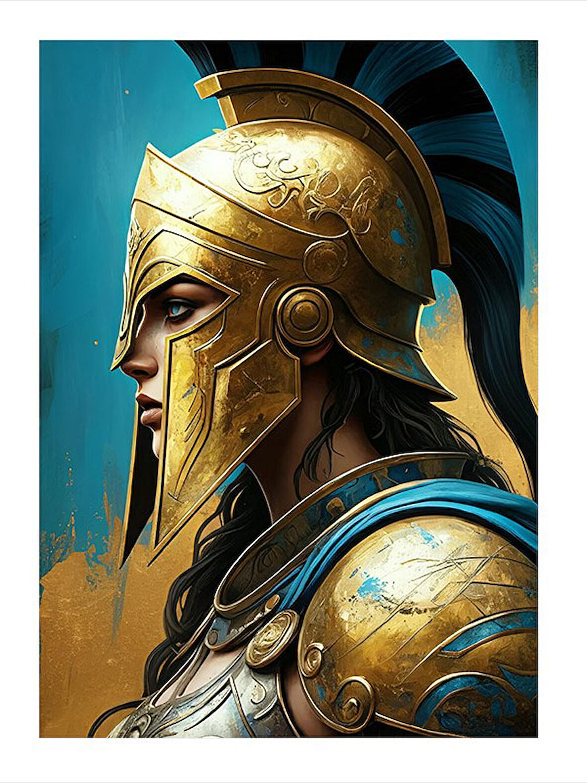 Antik Miğfer Portresi Model Ahşap Tablo