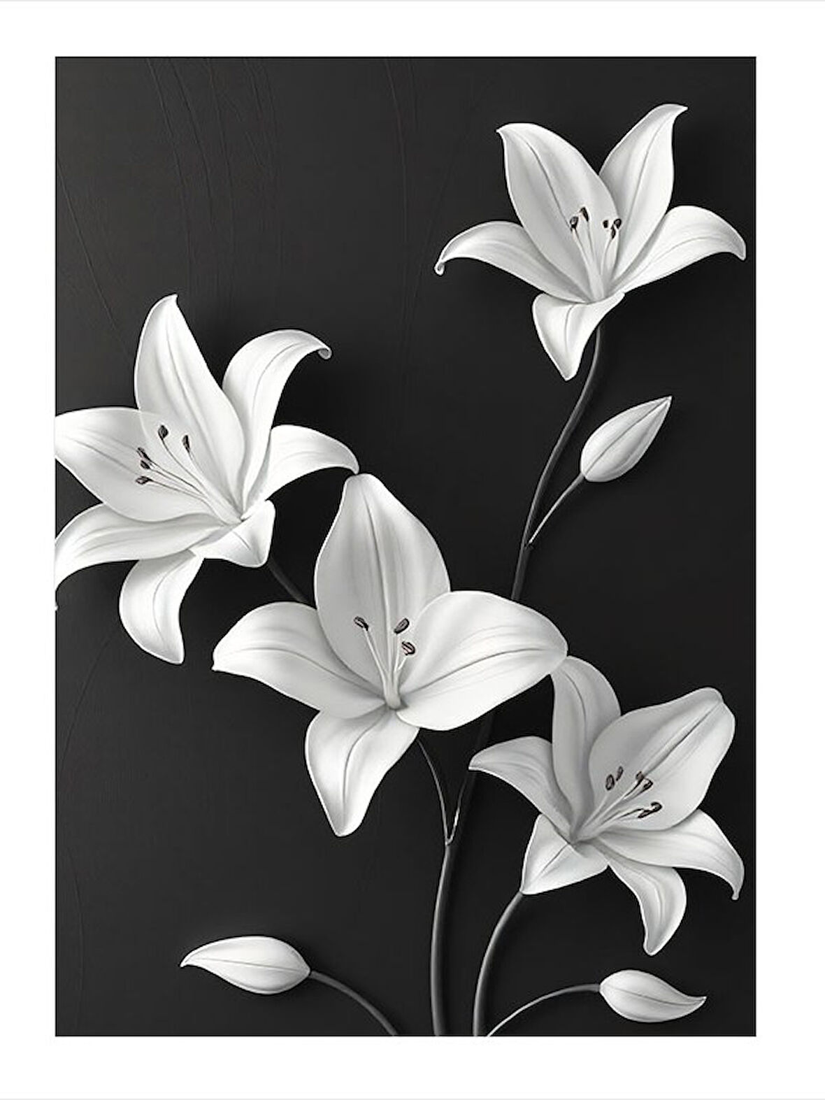 Beyaz Zambak Çizimi Hediyelik Mdf Tablo