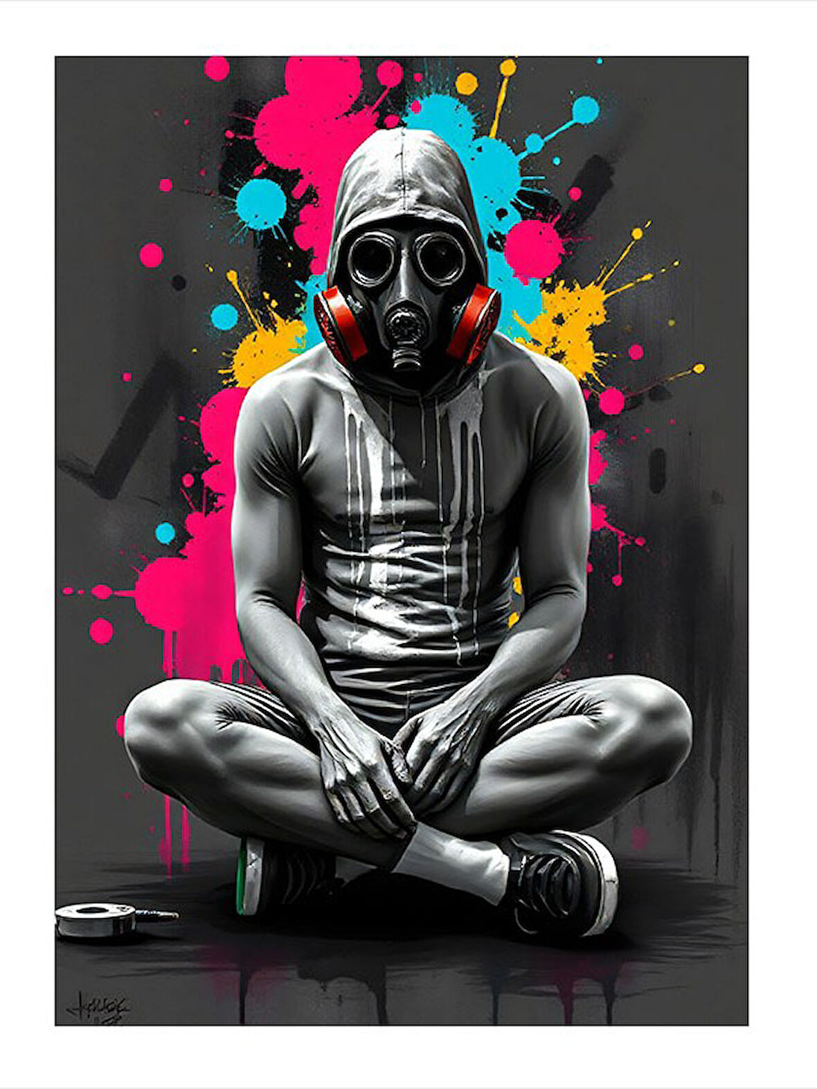 Maske Takan Sporcu Modern Ahşap Tablo