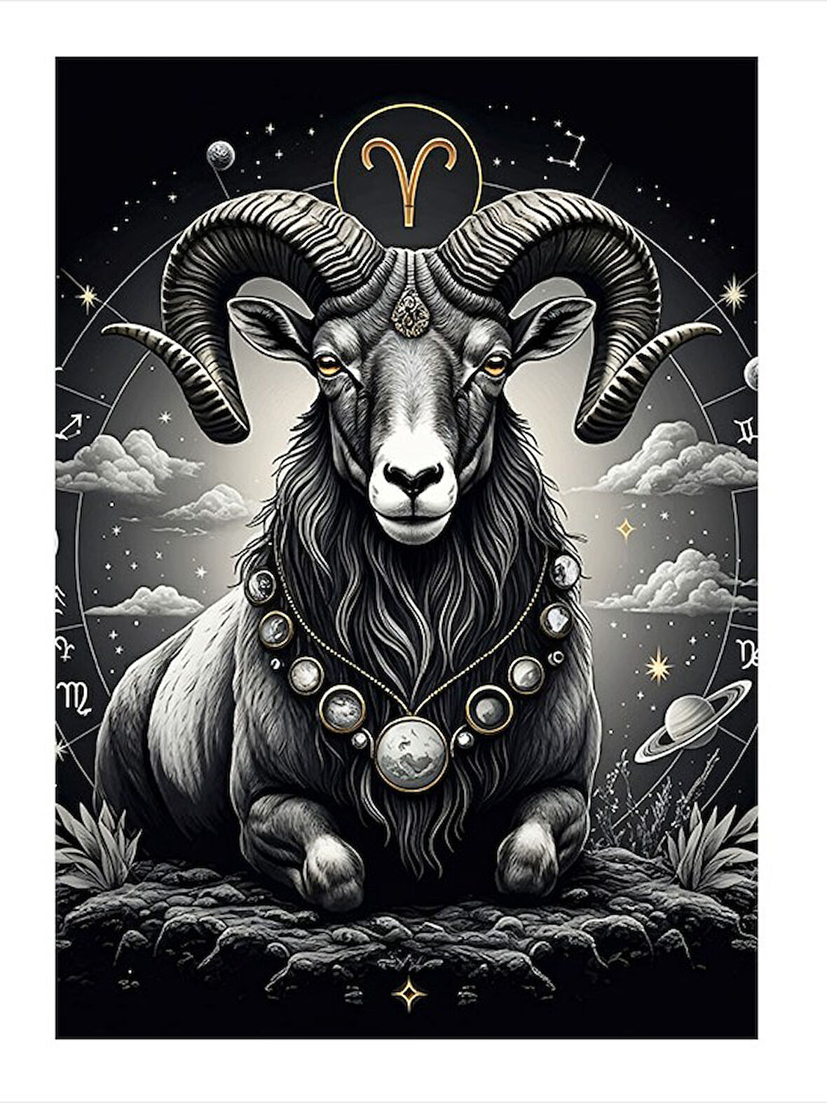 Koç Burcu Sanatı Dekoratif Mdf Tablo