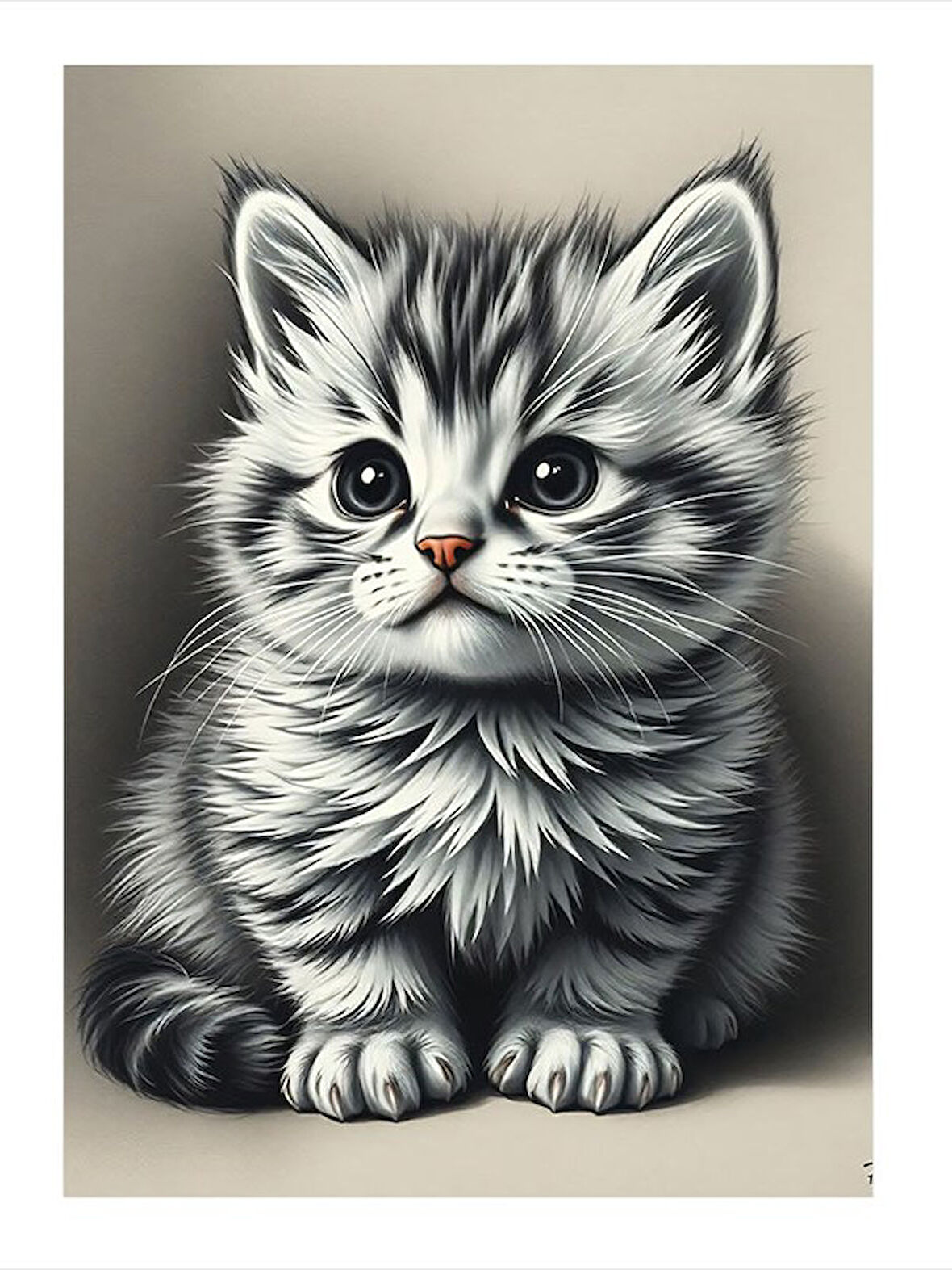 Yavru Kedi Portresi Tasarım Ahşap Tablo