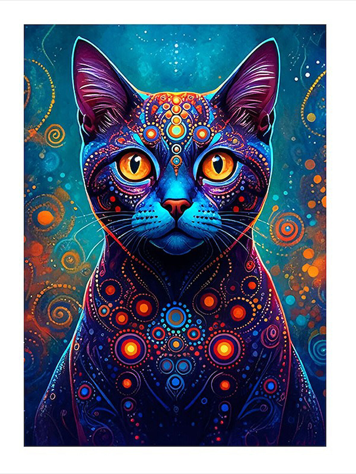 Renkli Soyut Kedi Modern Mdf Tablo