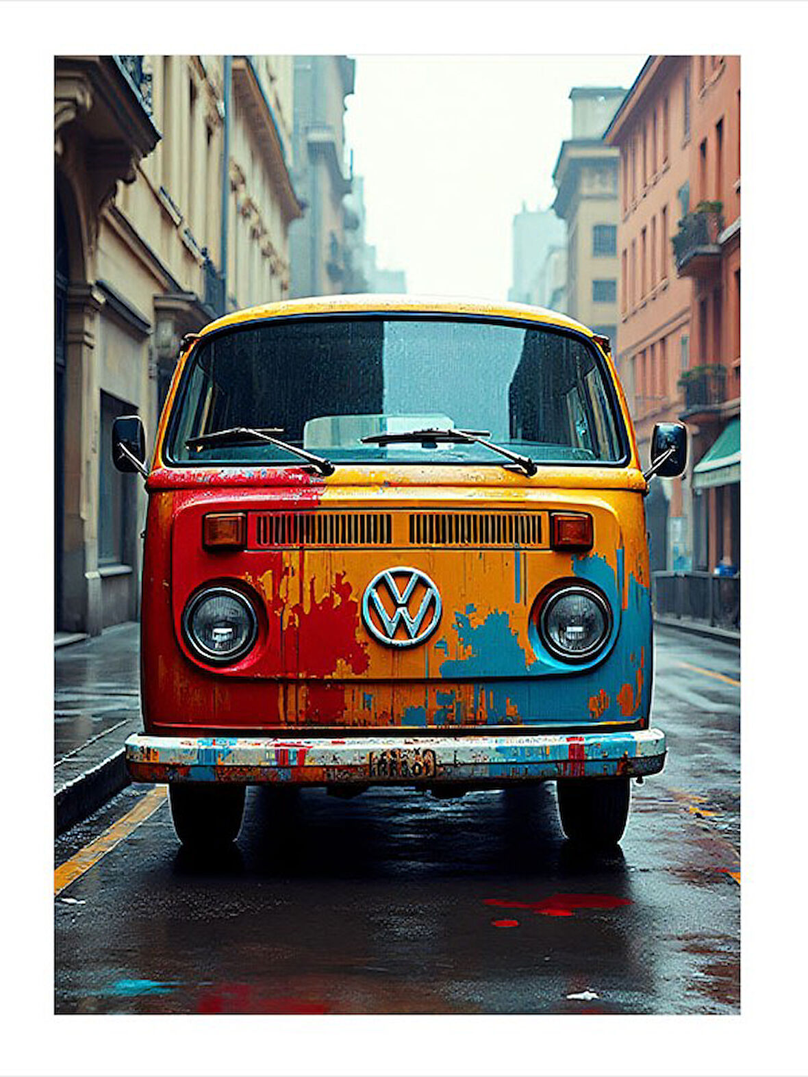 Retro Vosvos Çizimi Mdf poster