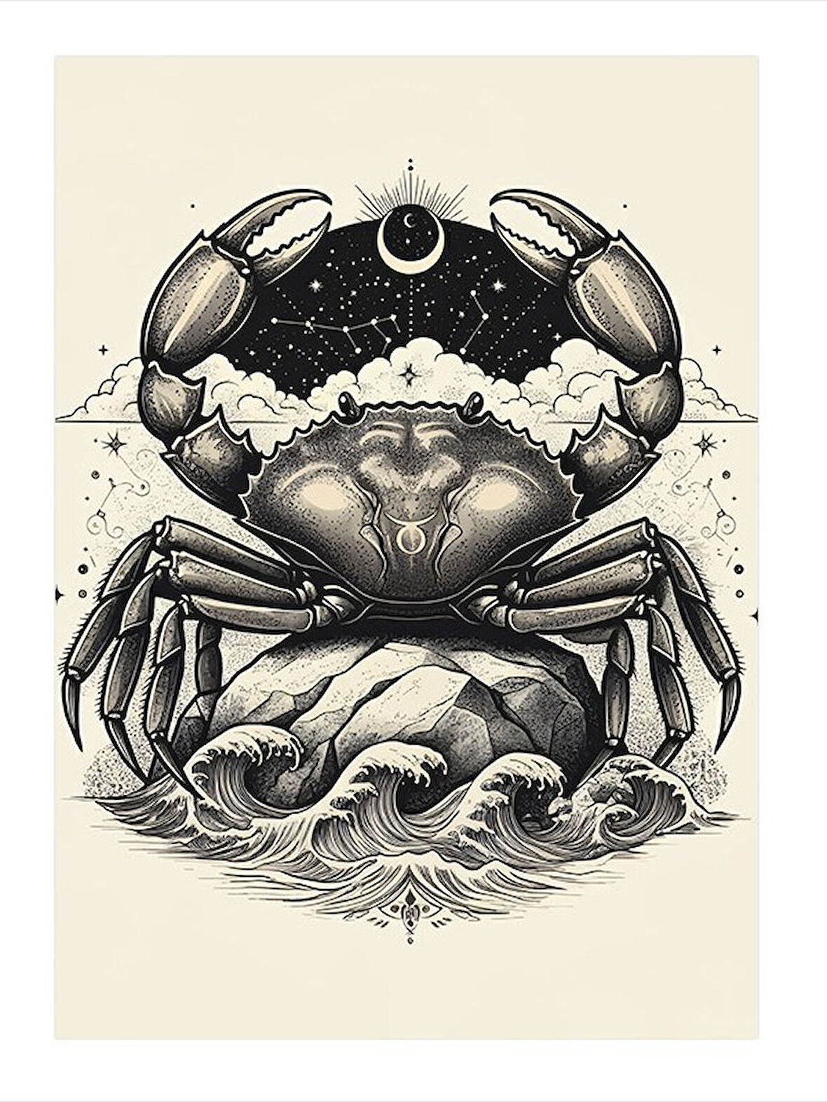 Yengeç Burcu Çizimi Art Mdf Poster