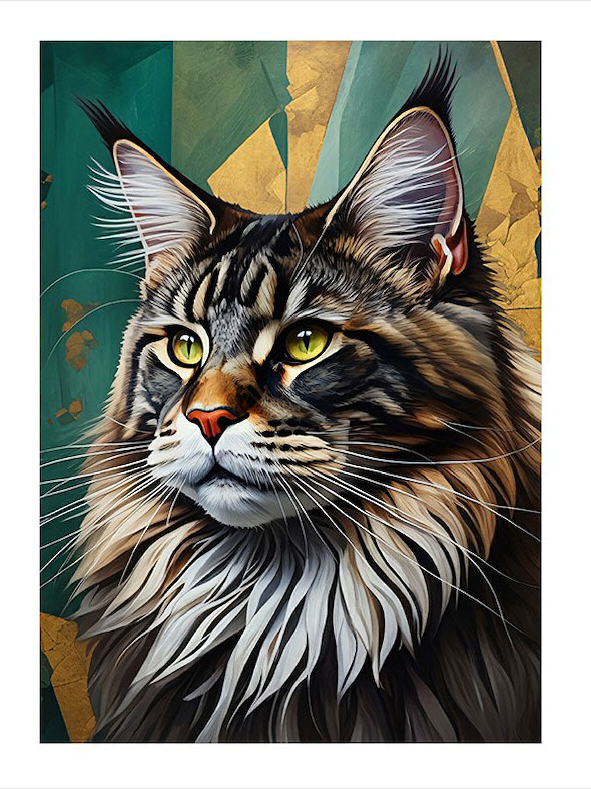 Kedi Portresi Sanatı Modern Mdf Tablo