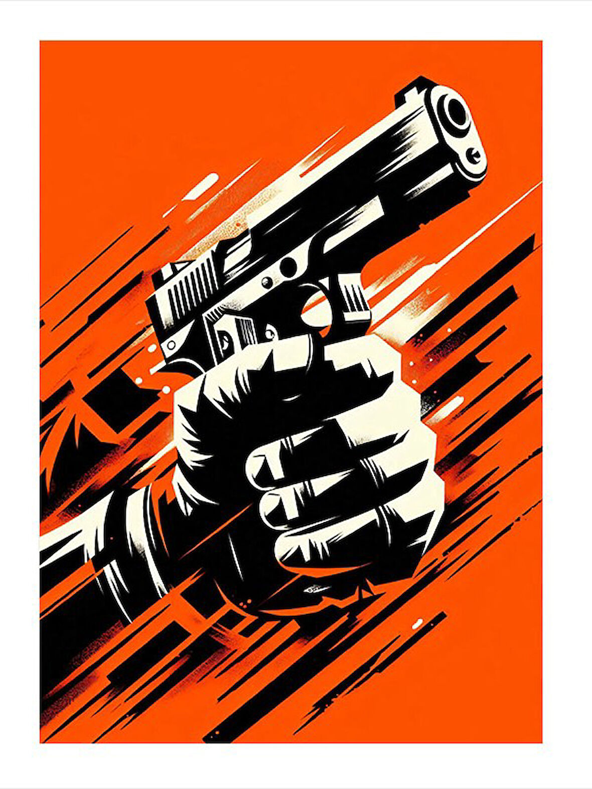 Tabanca Ve Turuncu Arka Plan Dekoratif ahşap Tablo