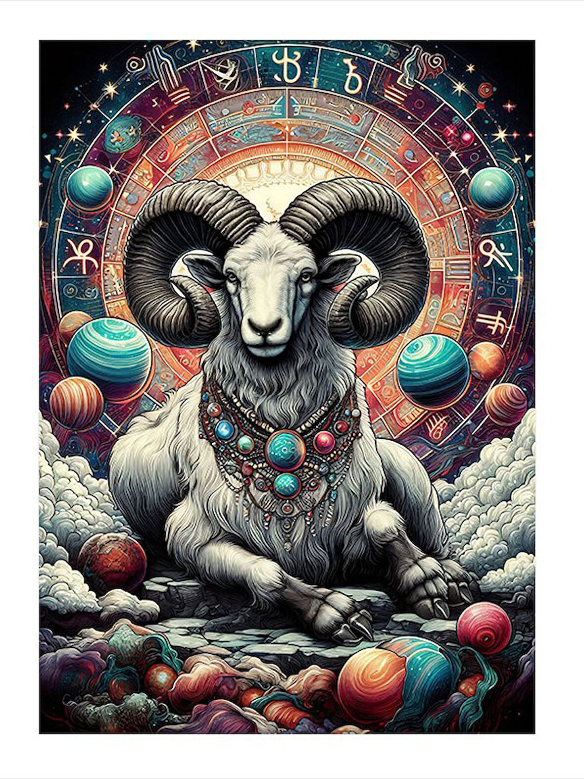 Koç Burcu Çizimi Mdf poster