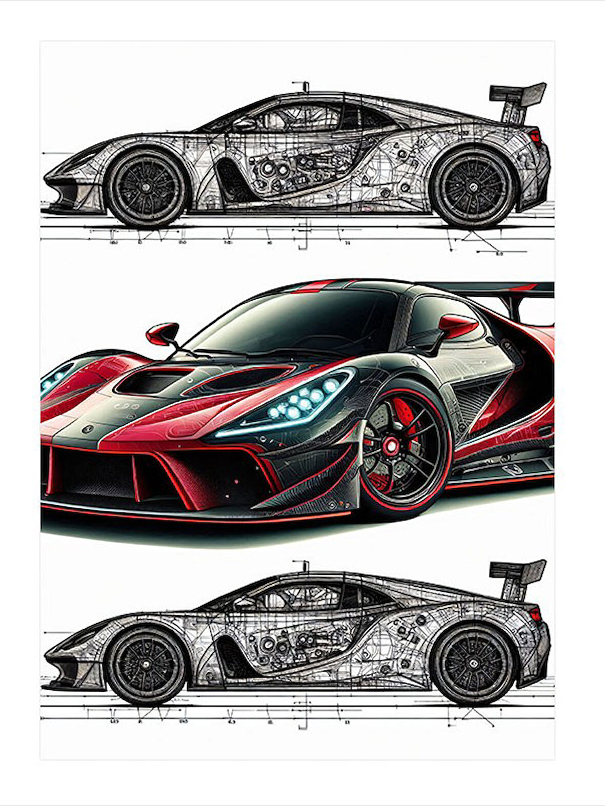 Lüks Yarış Arabası Tasarımı Dekoratif ahşap Tablo