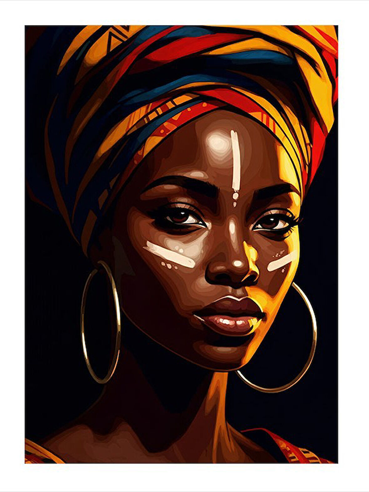 Renkli Başörtülü Kadın Art Mdf Poster