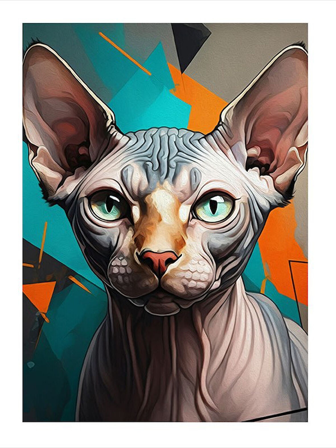 Sfenks Kedi Çizimi Tasarım Ahşap Tablo