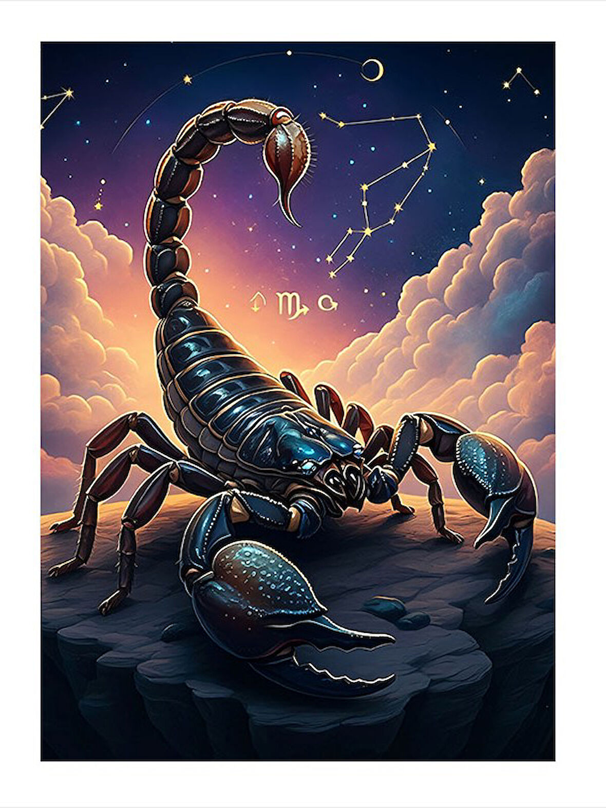 Akrep Burcu Çizimi Desenli Ahşap Tablo