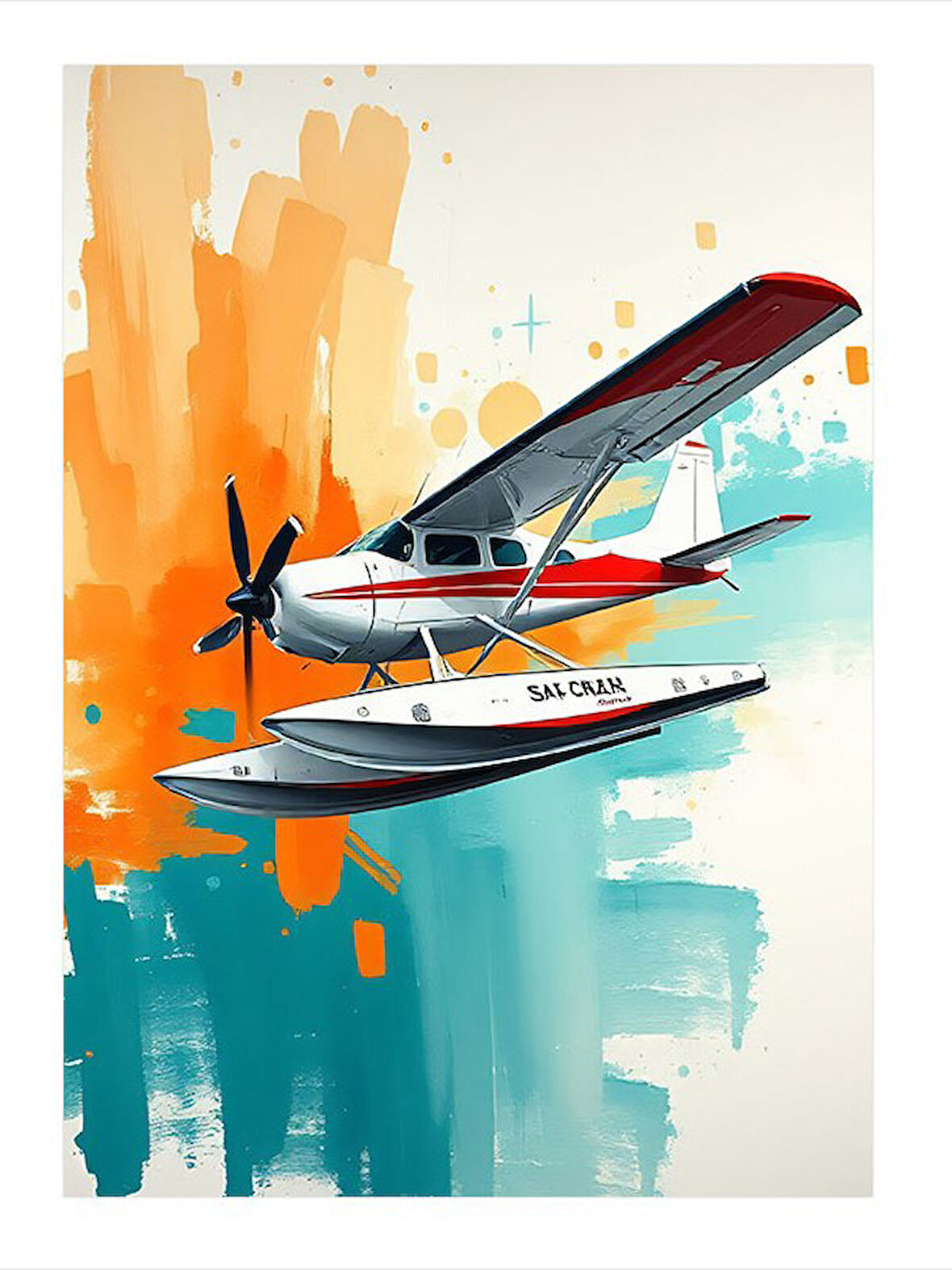 Kırmızı Deniz Uçağı Modern Mdf Tablo