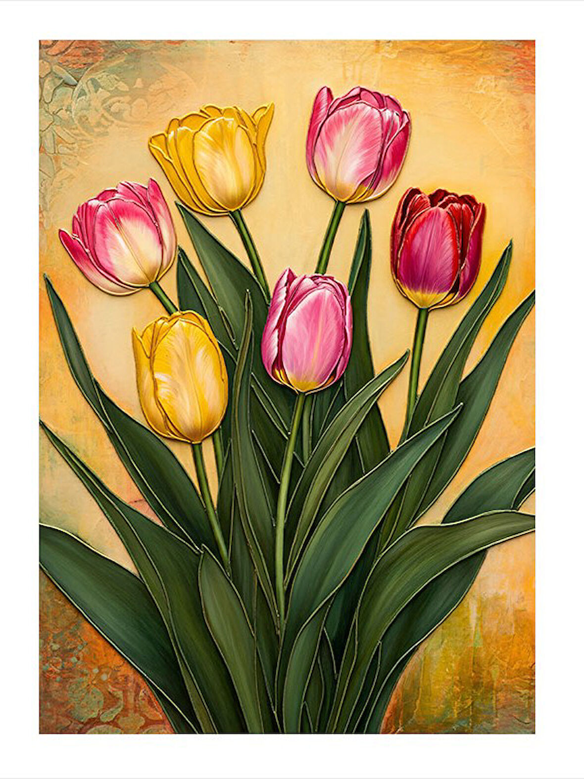 Renkli Lale Buketi Mdf Tablo