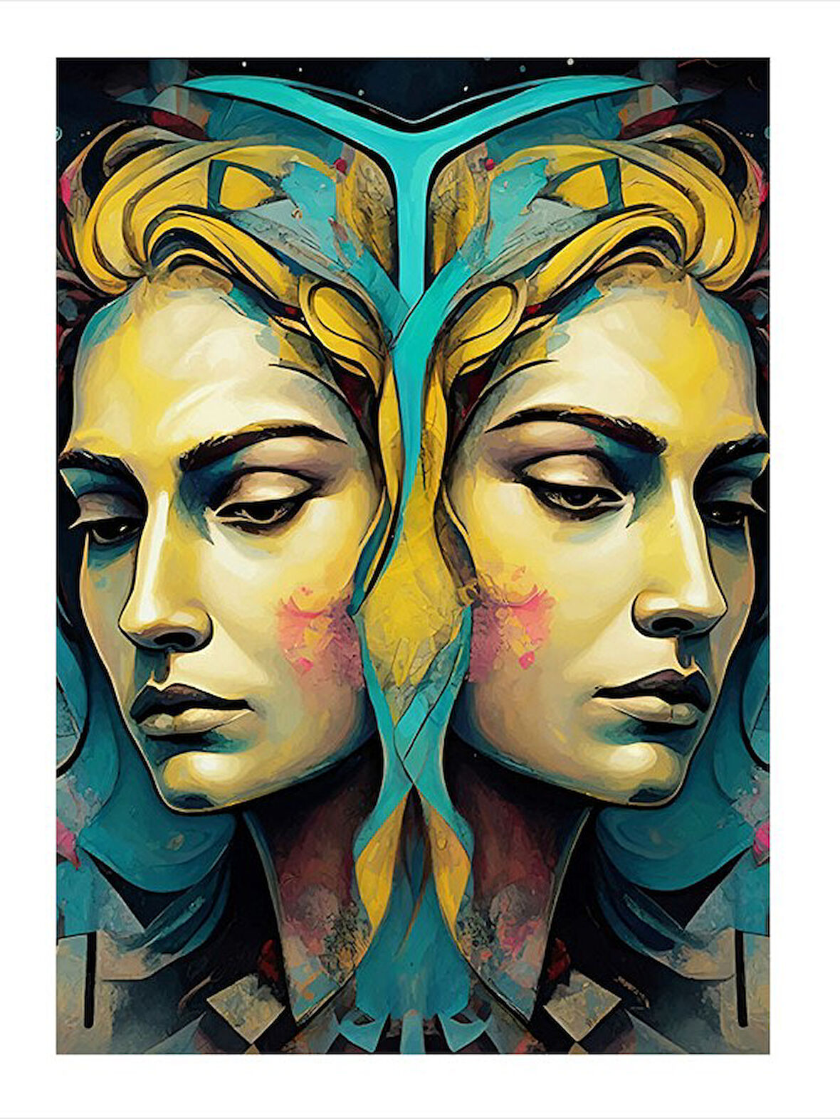 İkizler Tasviri Mdf poster