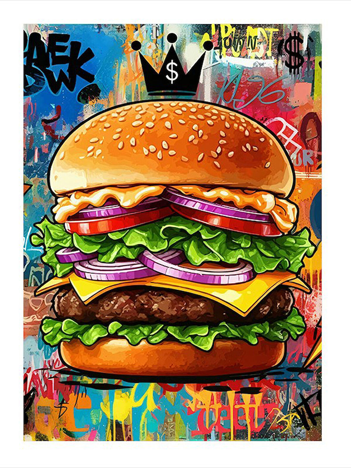 Katlı Dev Hamburger Dekoratif ahşap Tablo