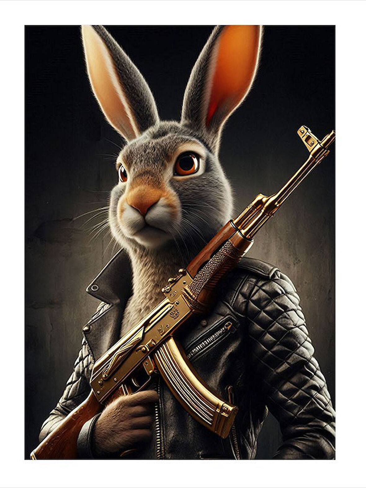 Silahlı Tavşan Figürü Dekoratif Mdf Tablo