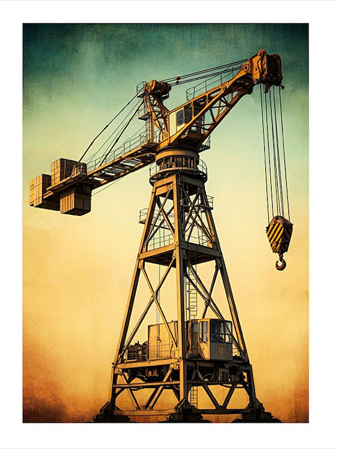 Eski Vinç Çizimi Model Mdf tablo