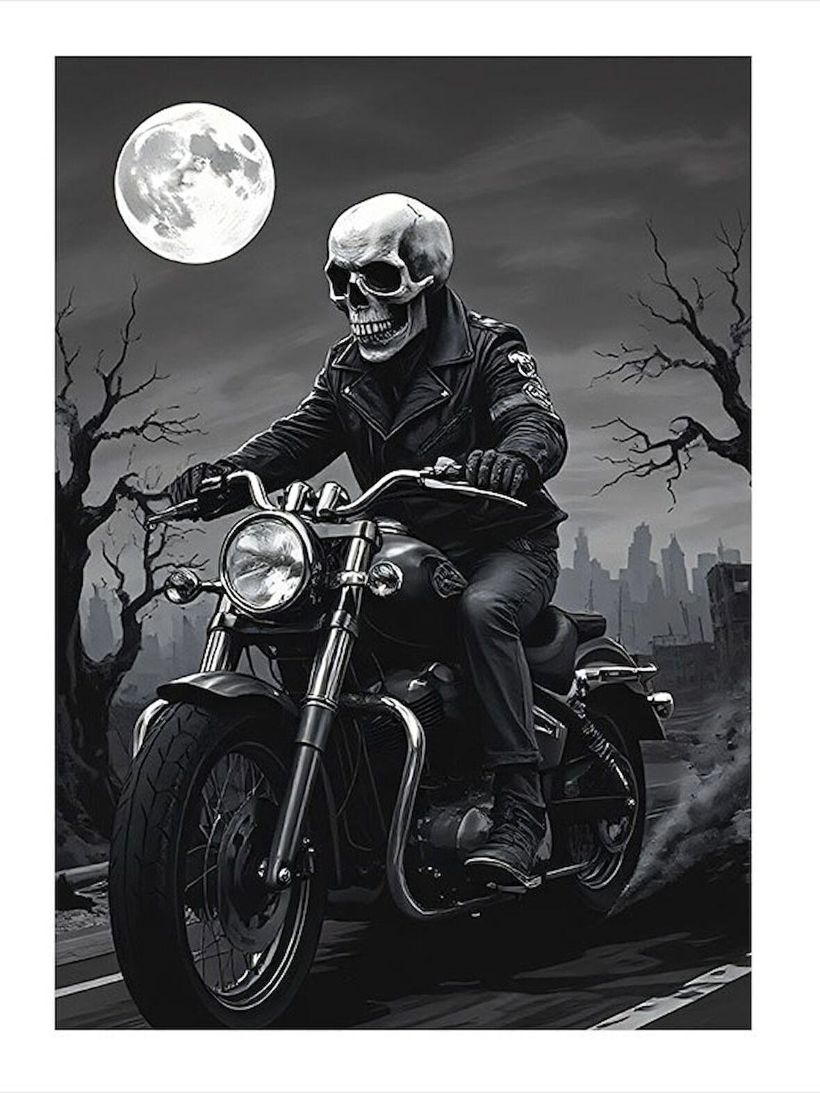 Ayışığında Motorcu Mdf poster