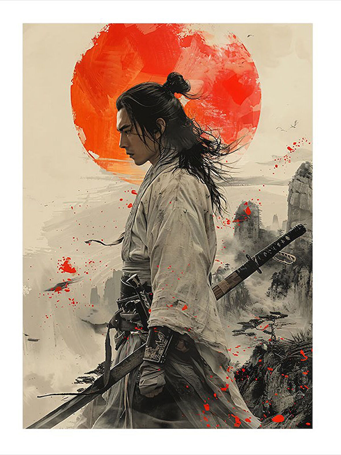 Samuray Savaşçı Çizimi Model Mdf tablo