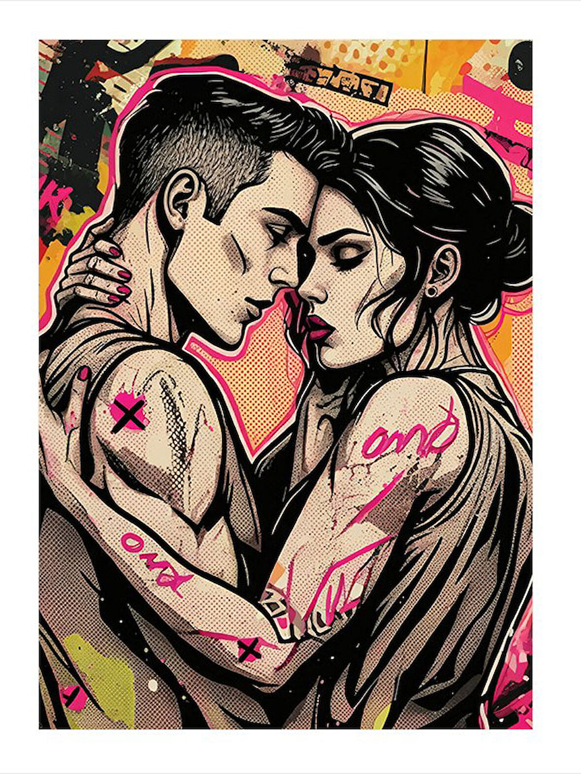 Çizgi Roman Aşk Çifti Mdf poster