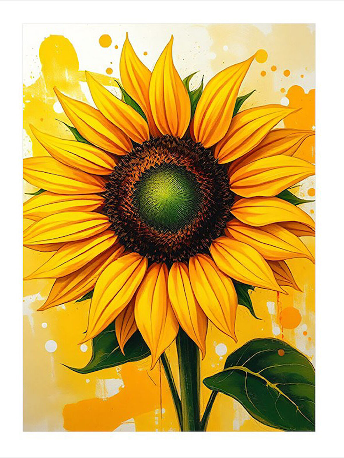 Büyük Günebakan Çiçeği Modern Ahşap Tablo