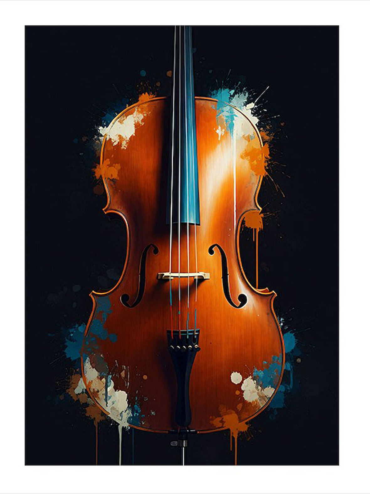 Soyut Keman Çizimi Mdf Tablo