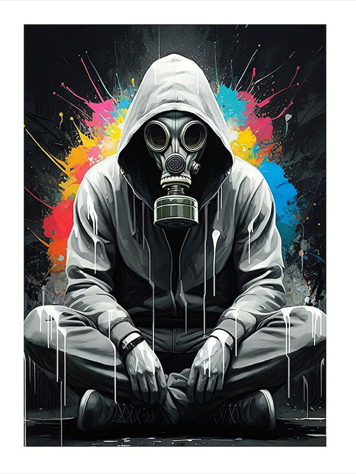 Gaz Maskesi Takmış Figür Mdf poster