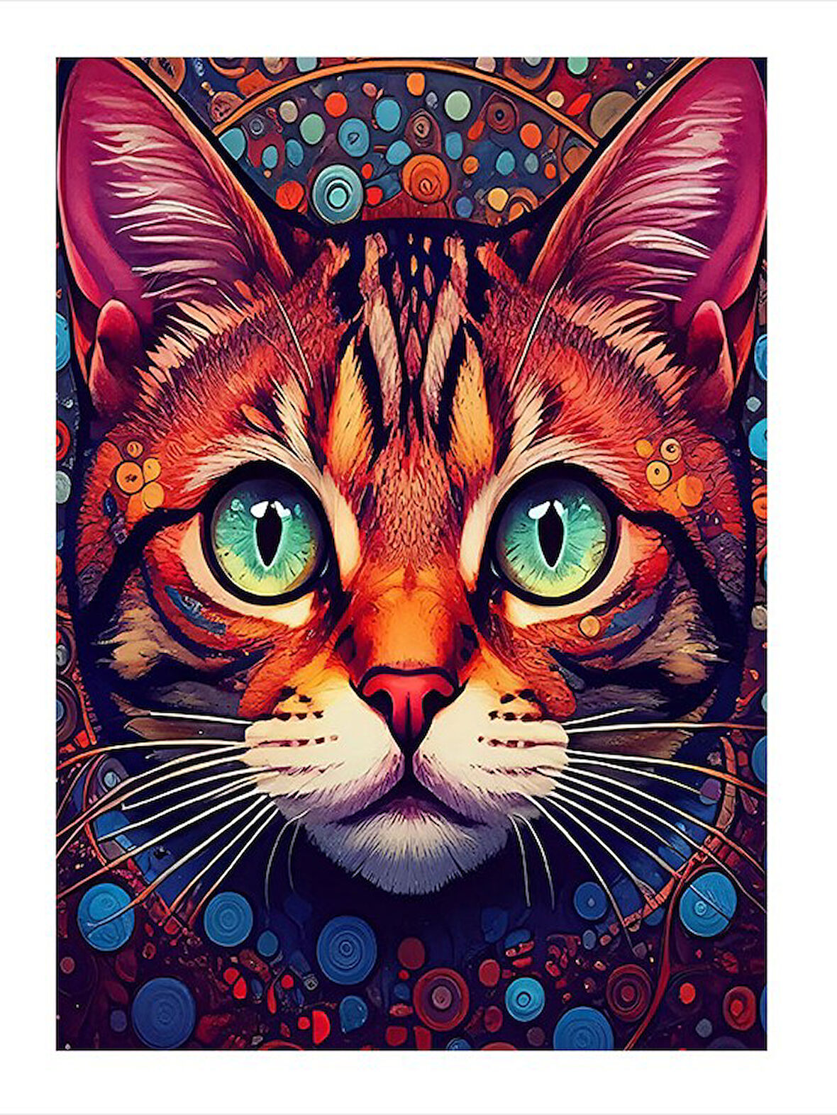 Renkli Soyut Kedi Art Mdf Tablo