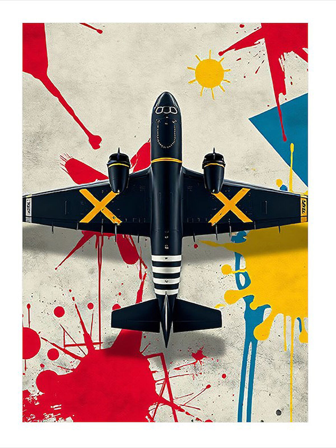 Uçak Teknik Çizimi Art Mdf Poster