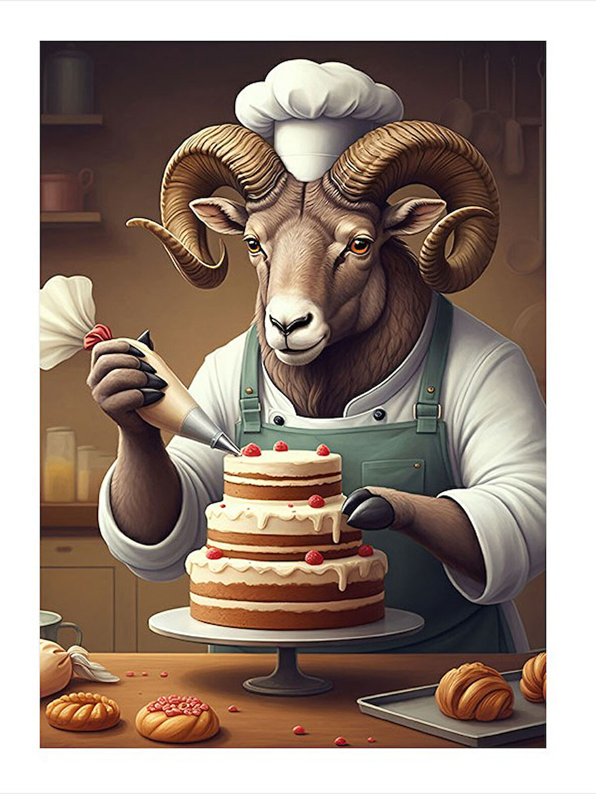 Pastacı Koç Şef Model Ahşap Tablo