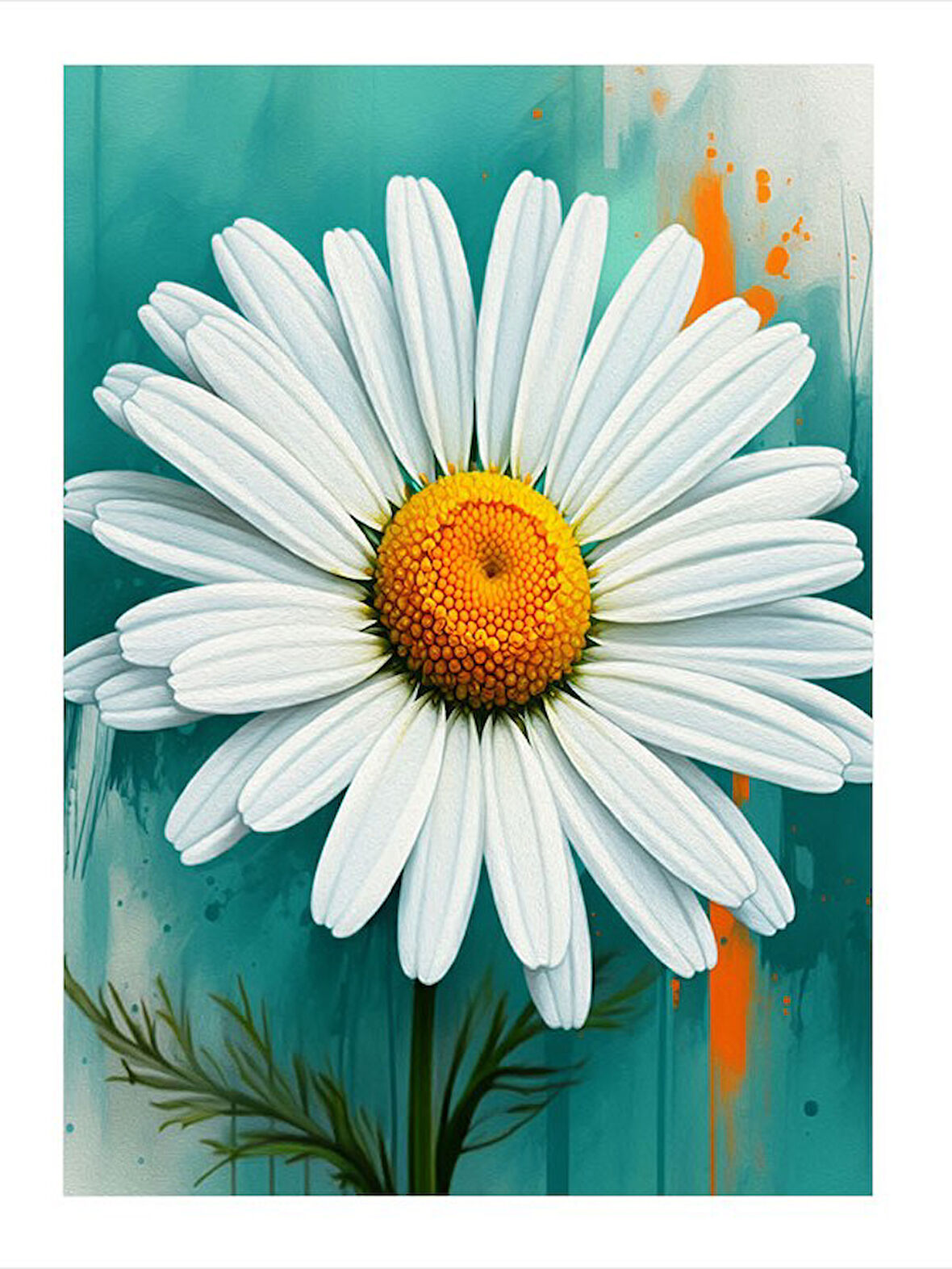 Beyaz Papatya Çiçeği Hediyelik Mdf Tablo