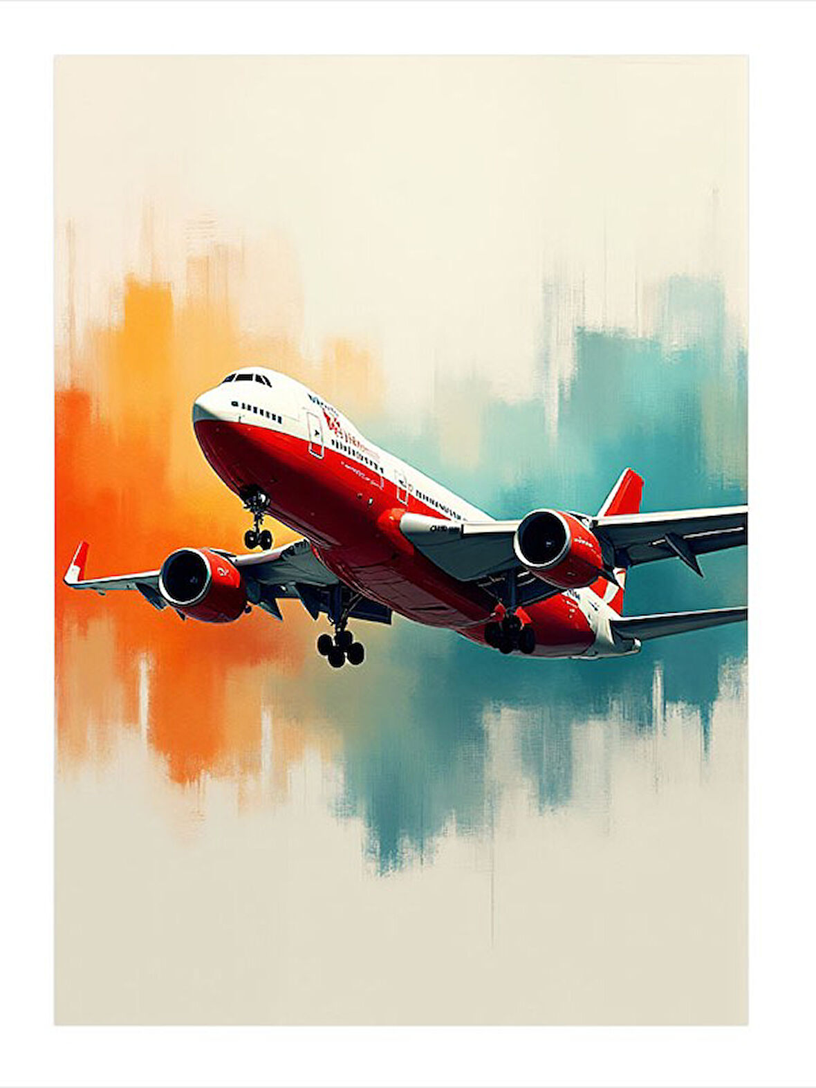 Gökyüzünde Kırmızı Uçak Dekoratif Mdf Tablo