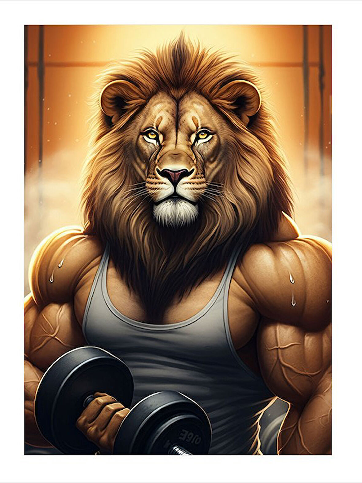 Kaslı Aslan Portresi Art Mdf Tablo