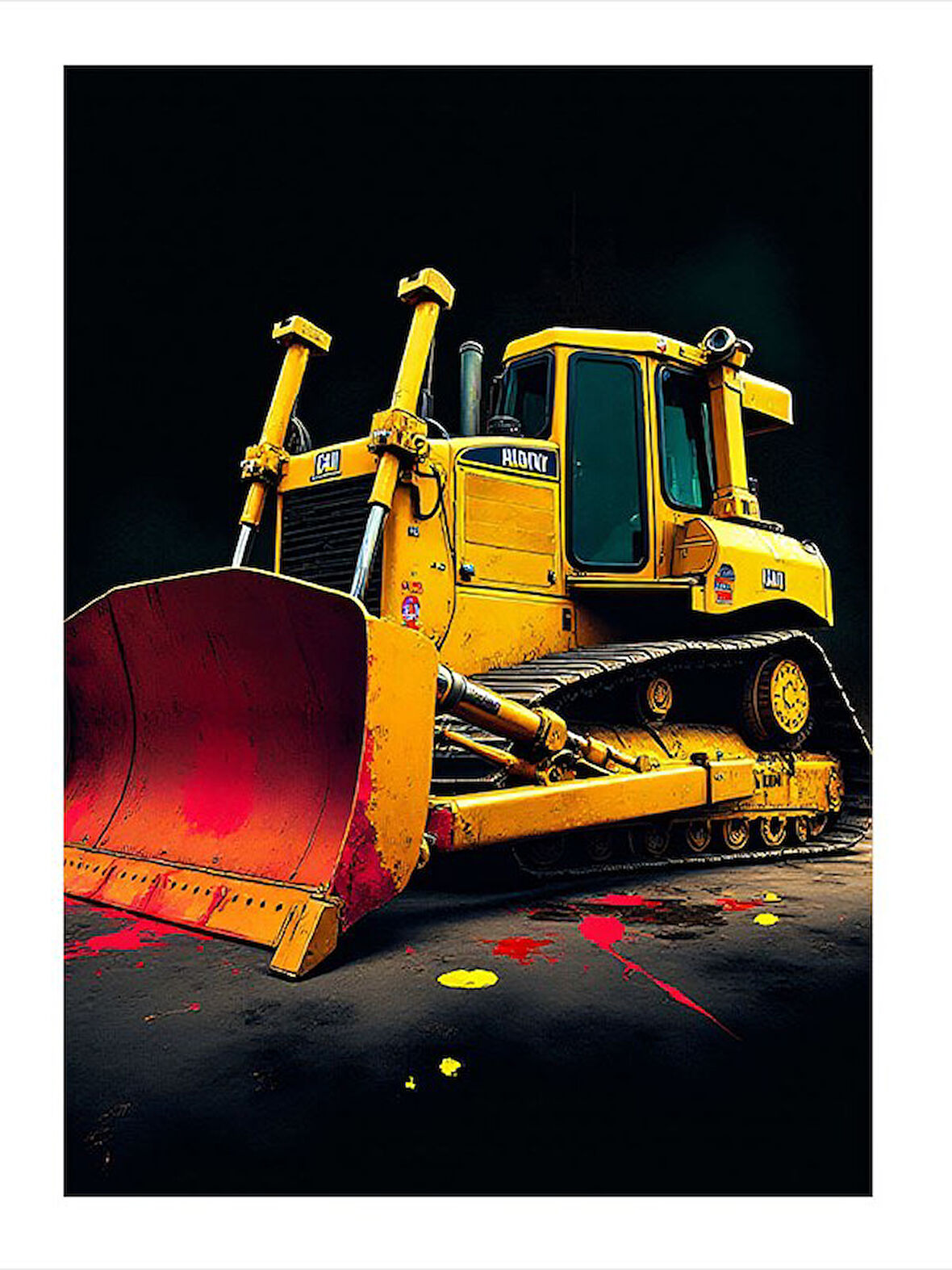 Sarı Kepçe Çizimi Desenli Mdf Tablo