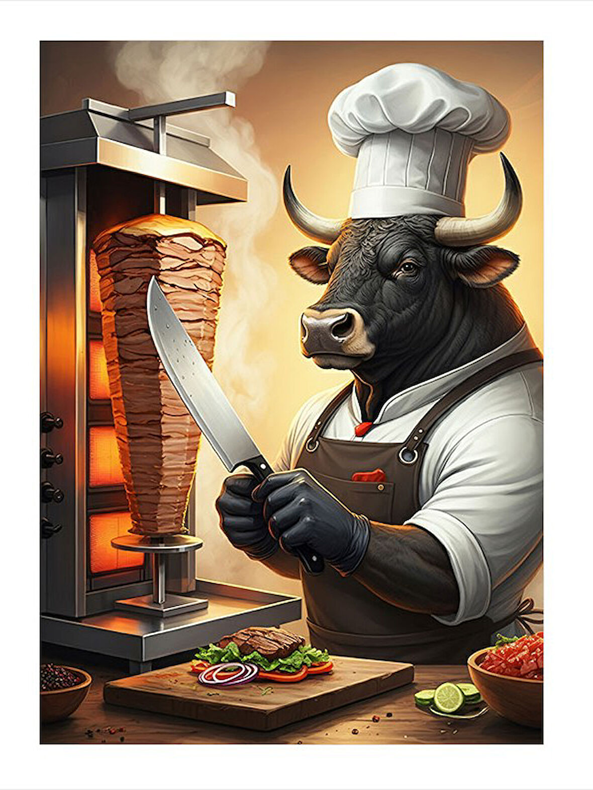 Dönerci Boğa Art Mdf Poster