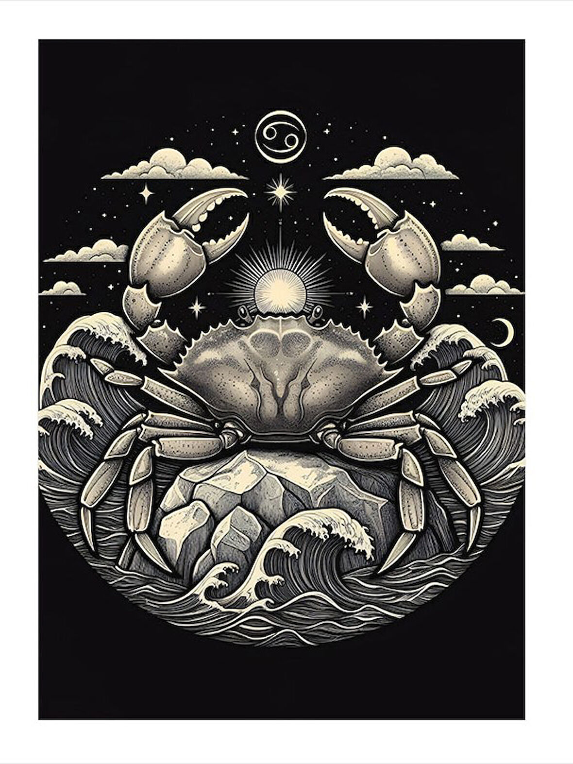 Yengeç Burcu Çizimi Mdf Tablo