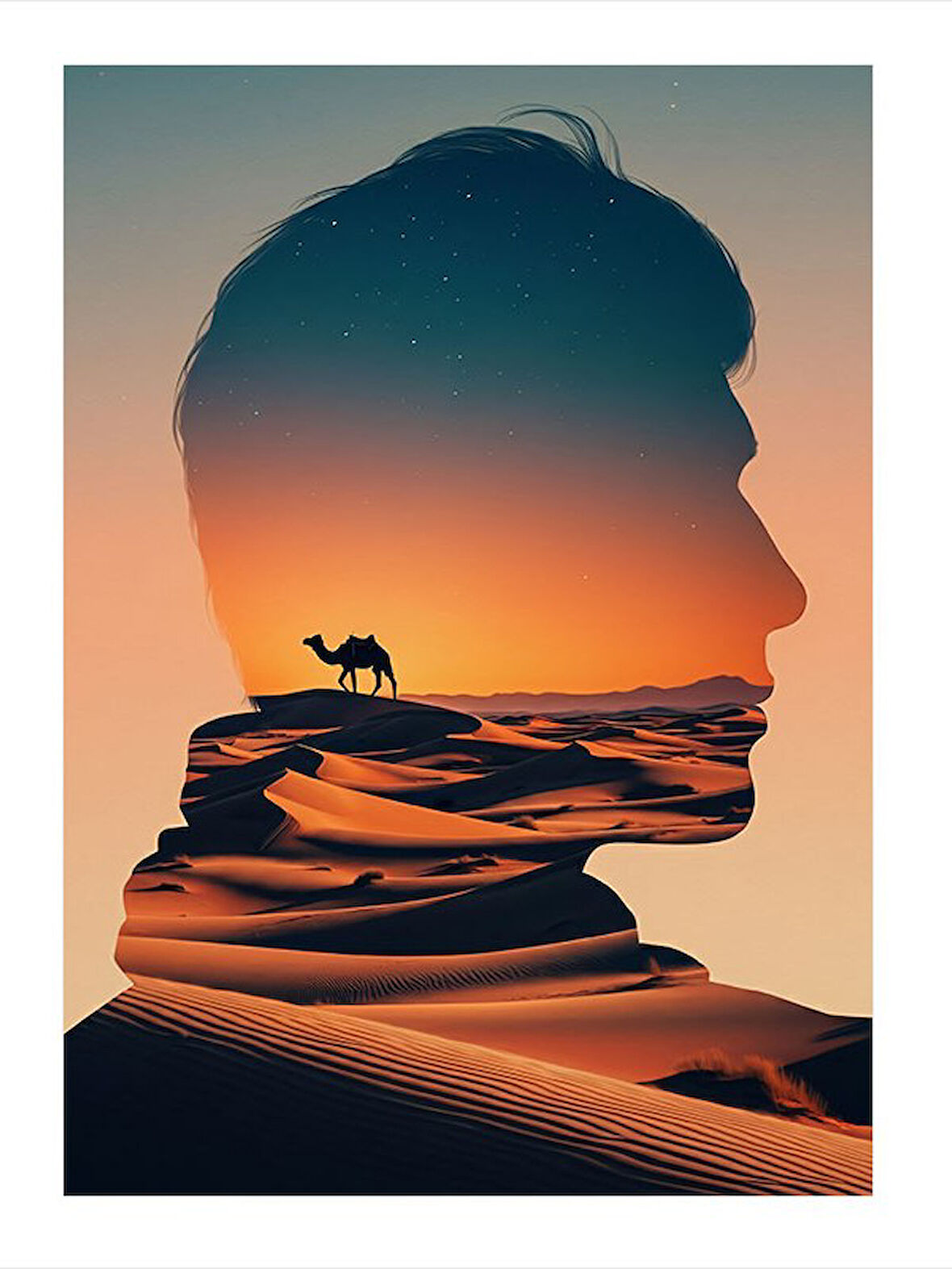 Silüet Çöl Manzarası Mdf poster