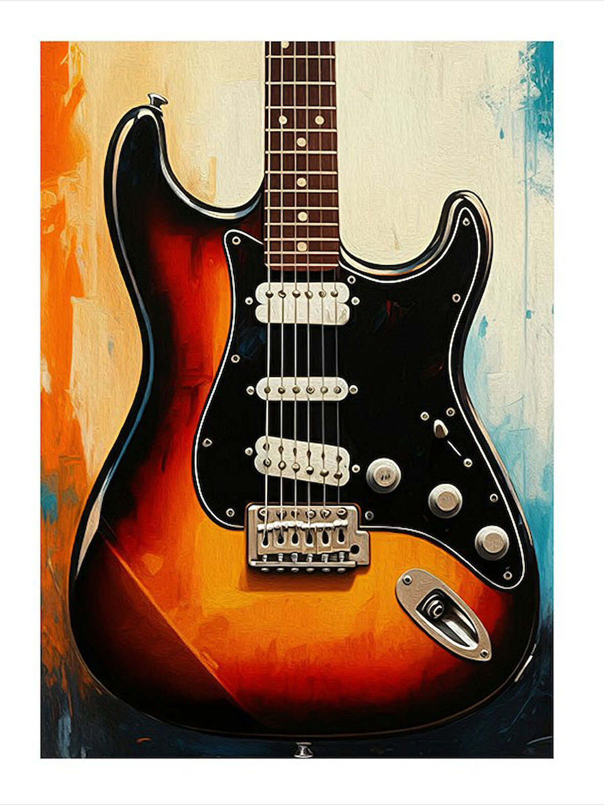 Klasik Elektro Gitar Dekoratif Mdf Tablo