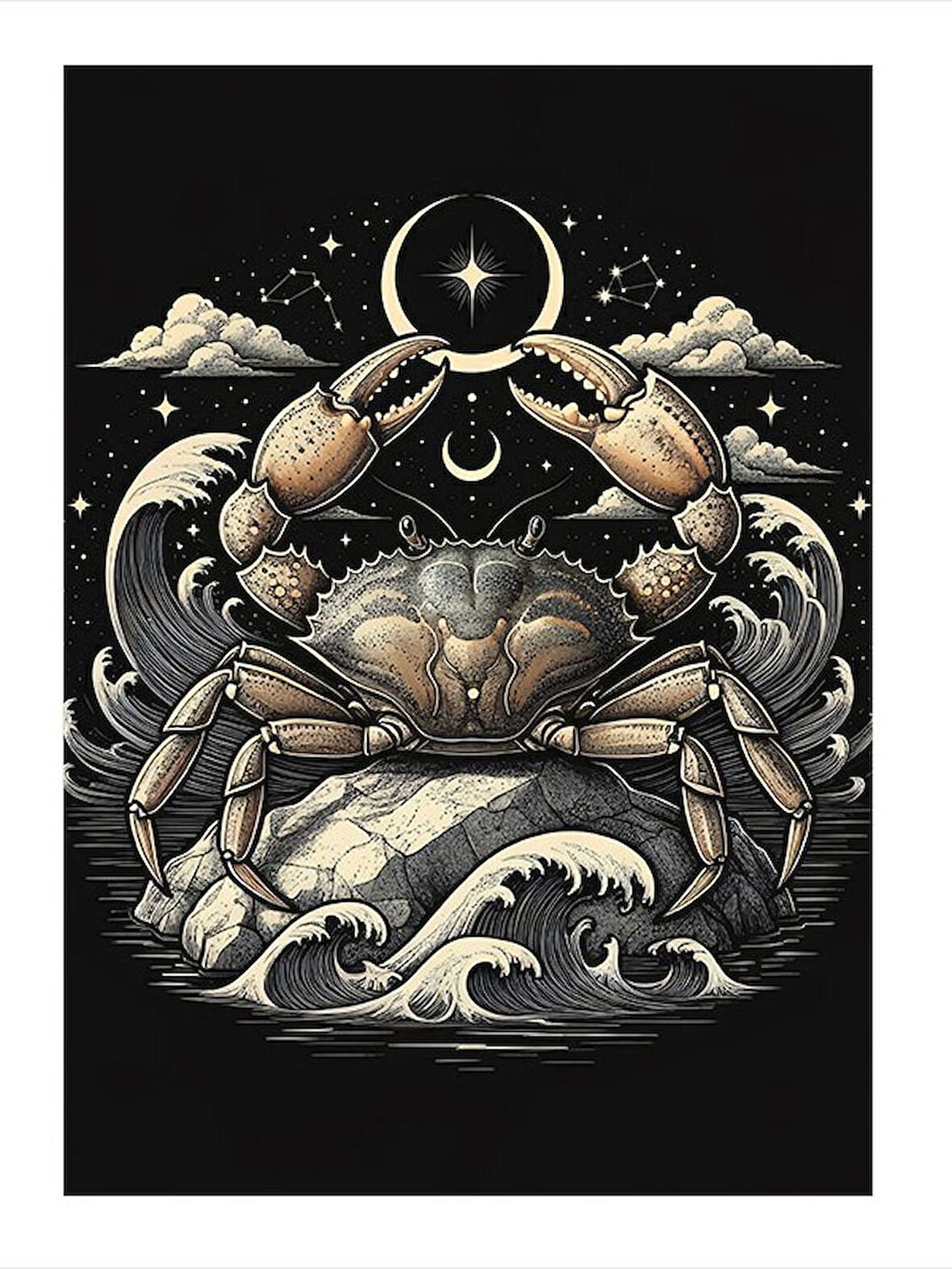 Yengeç Burcu Çizimi Mdf poster