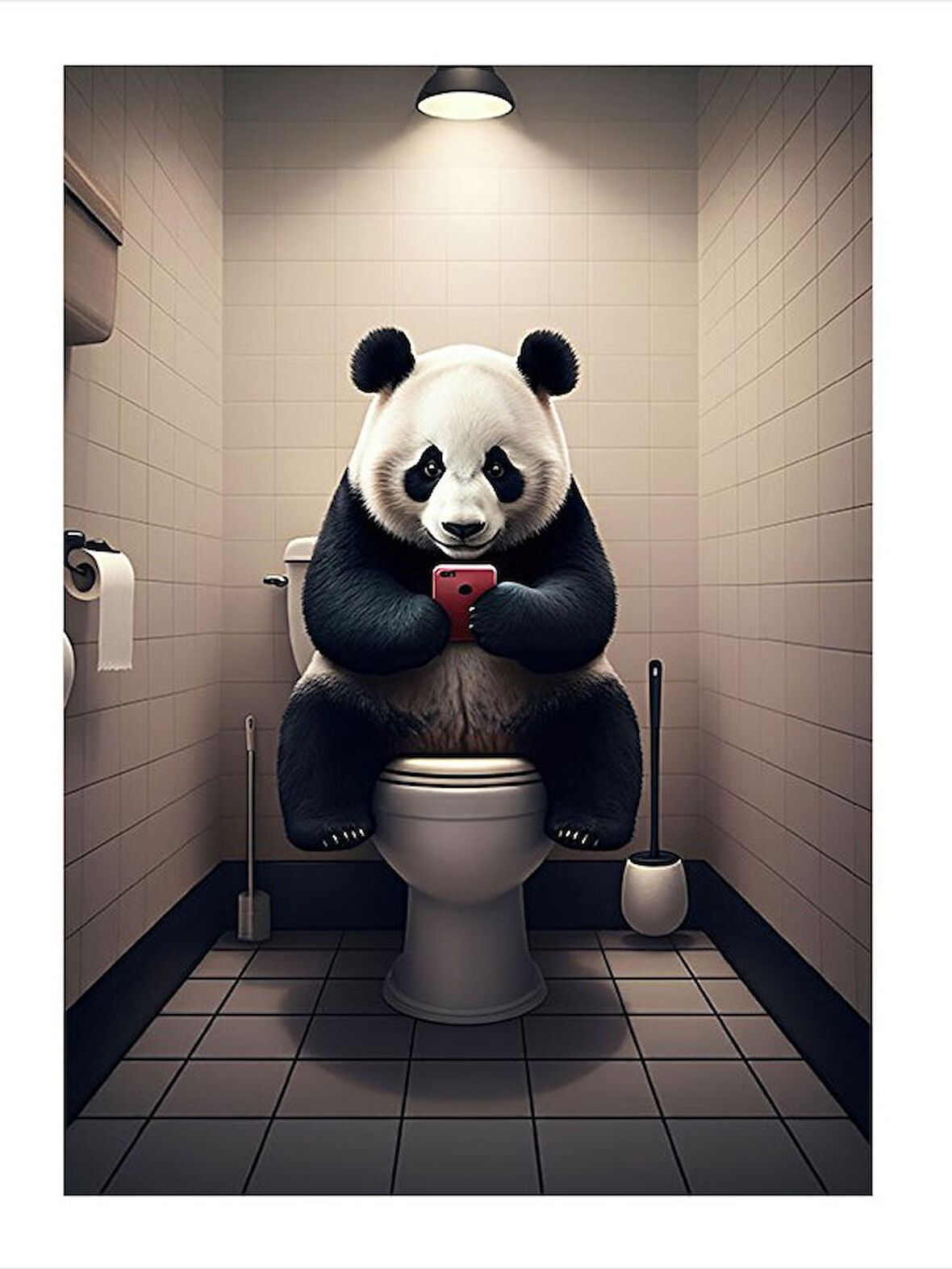 Tuvalette Panda Dekoratif Mdf Tablo