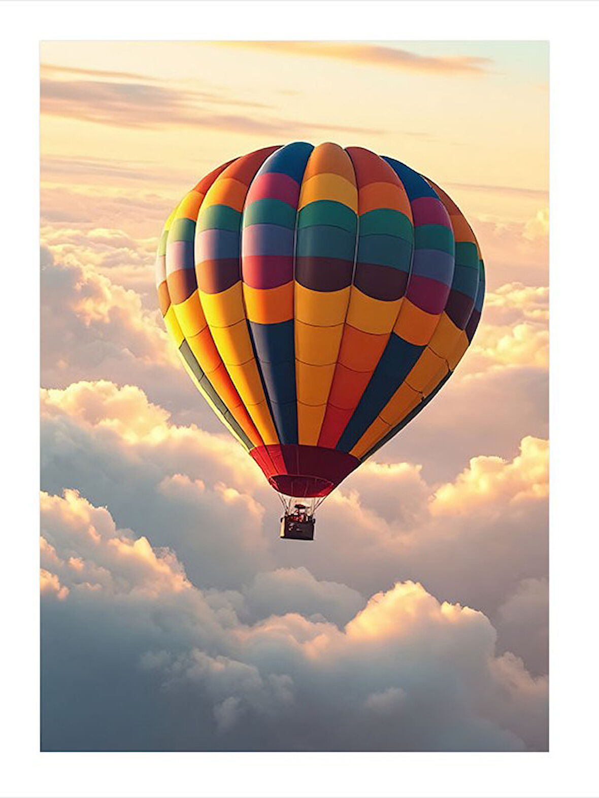 Bulutlar Arasında Sıcak Hava Balonu Art Mdf Poster