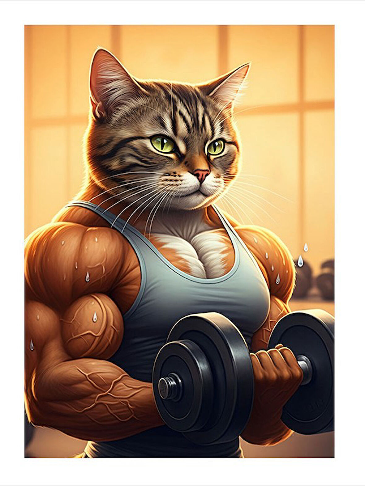 Kaslı Kedi Figürü Art Mdf Tablo