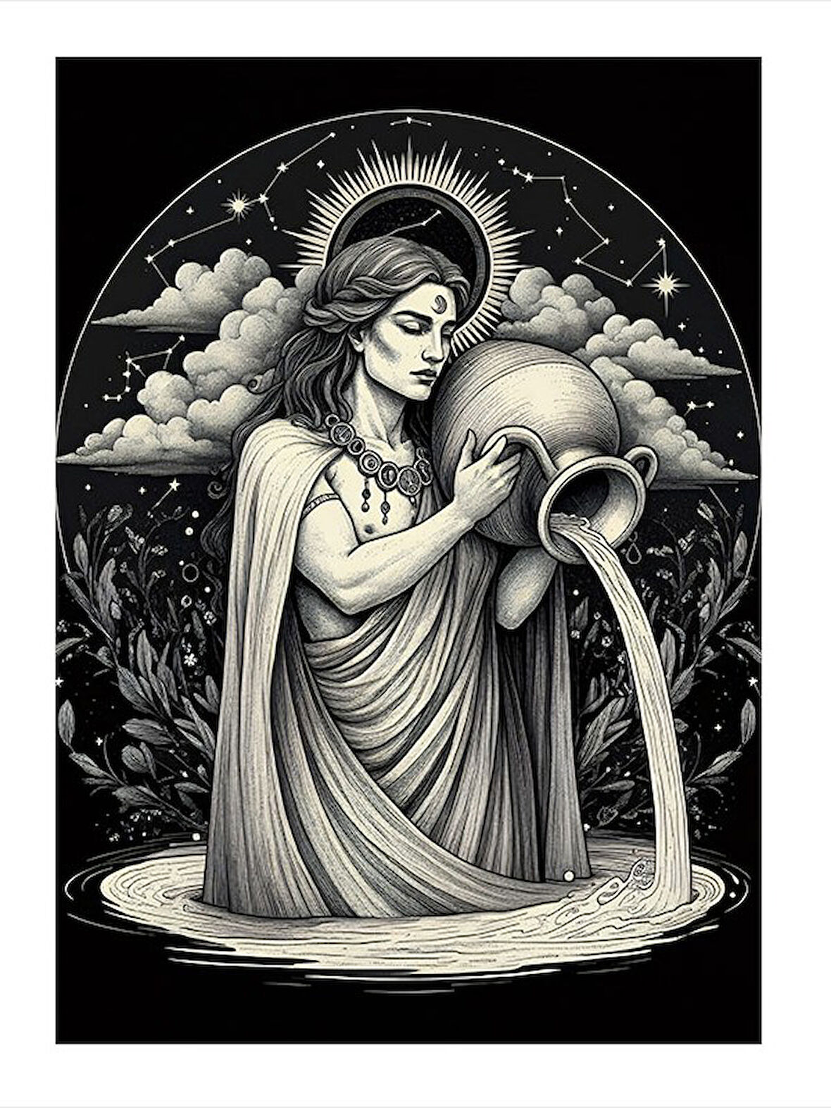 Kova Burcu Kadın Figürü Hediyelik Mdf Tablo